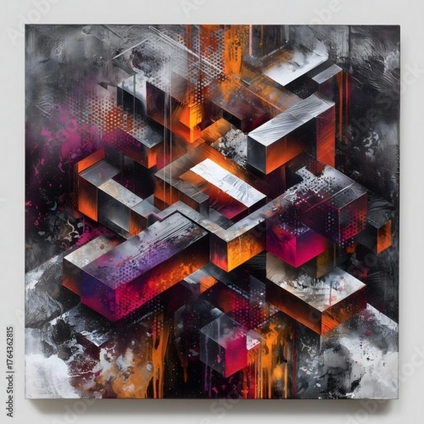 Fototapeta Digital abstract urban art install