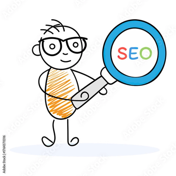 Fototapeta Design seo optimization strategy search engine optimization magnifying glass fingerprint analysis seo analysis tool verctor art illustration png