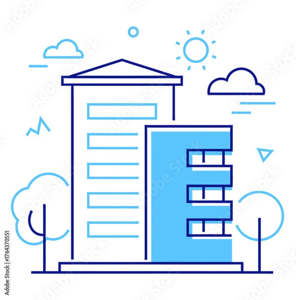 Fototapeta Design building architecture design illustration modern cityscape urban skyline apartment exterior residential property verctor art illustration png