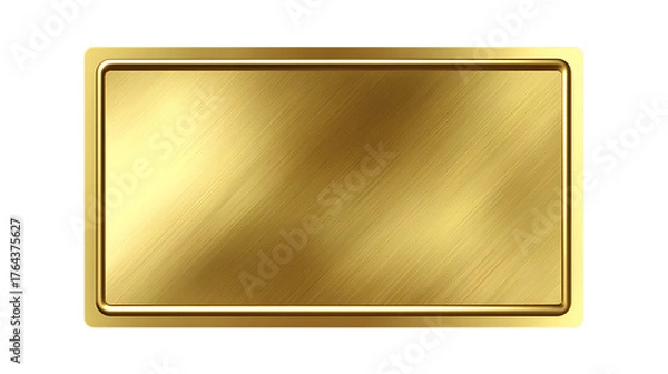 Obraz Modern Rectangular Gold Frame with Brushed Finish on Isolated Transparent Background