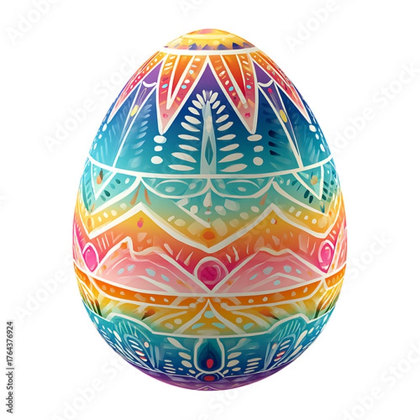 Obraz Ornate Easter Egg Illustration with Intricate Patterns on Transparent Background