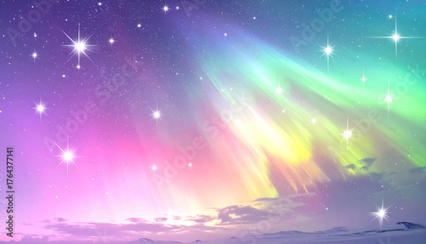 Obraz レインボーカラーのオーロラ