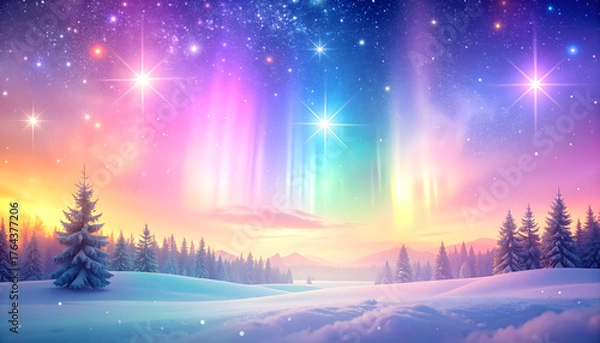 Obraz レインボーカラーのオーロラ