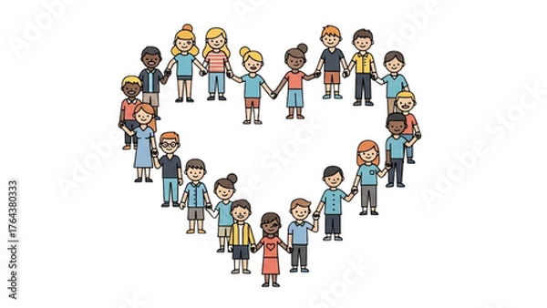 Fototapeta Diversity and Unity Heart Shape of People Holding Hands Together