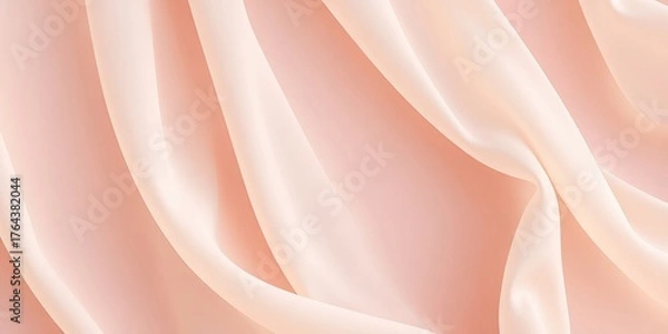 Fototapeta The soft and delicate blush colored silk fabric gently drapes and folds, creating a smooth and flowing elegant background perfect for a variety of designs.
