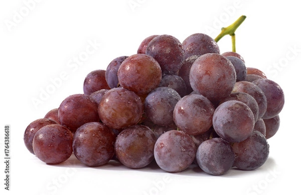 Fototapeta Kiść ciemnych winogron na białym tle