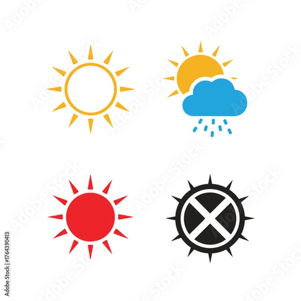 Fototapeta Weather Icons - Sun, Rain, and Variations.