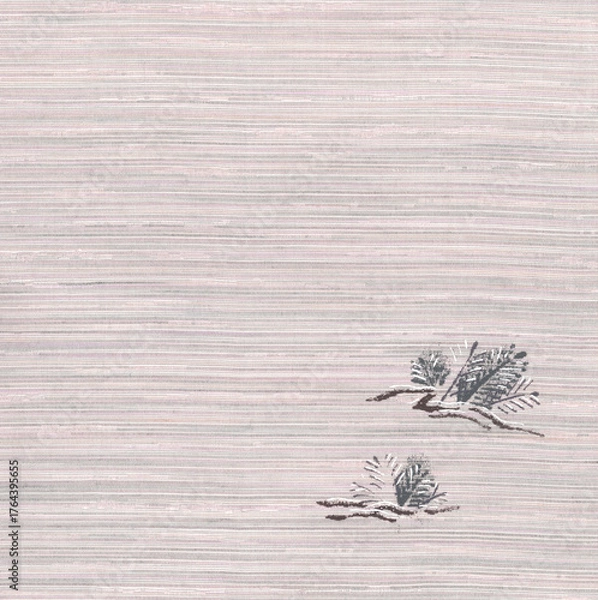Obraz 灰色の横縞の布地　松葉