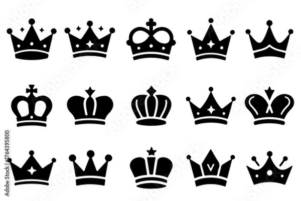 Obraz Crown icon set vector illustration of royal luxury symbols for king and queen collection