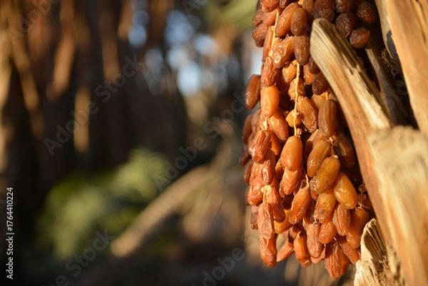 Obraz Golden Tunisian dates on palm tree