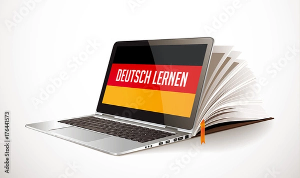 Obraz Learn german concept - laptop and book compilation - elearning language