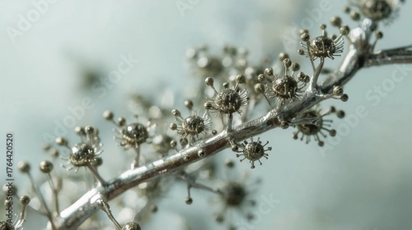 Obraz Ramas metálicas con microchips como hojas