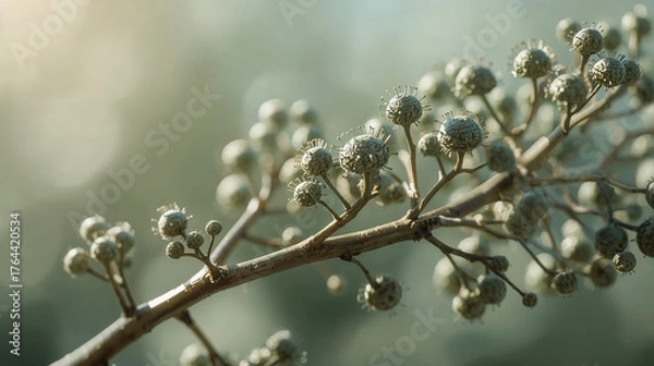 Obraz Ramas metálicas con microchips como hojas