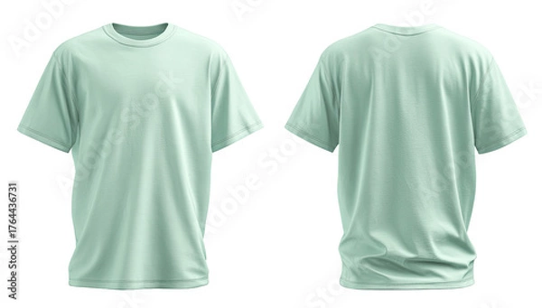 Obraz Light mint green t-shirt, front and back views (1)