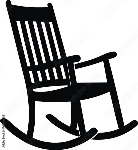 Fototapeta classic rocking chair with curved legs and slatted backrest silhouette
