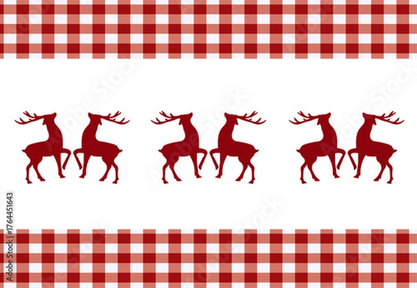 Fototapeta A Scandinavian pattern with reindeer and a seamless border for Christmas and New Year. Design for a sweater, jumper, cardigan, or other items.