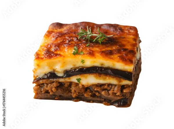 Obraz Delicious moussaka a traditional greek layered dish with eggplant and meat sauce