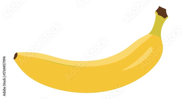 Fototapeta A vibrant, ripe banana, showcasing its curved shape and bright yellow peel against a white background.