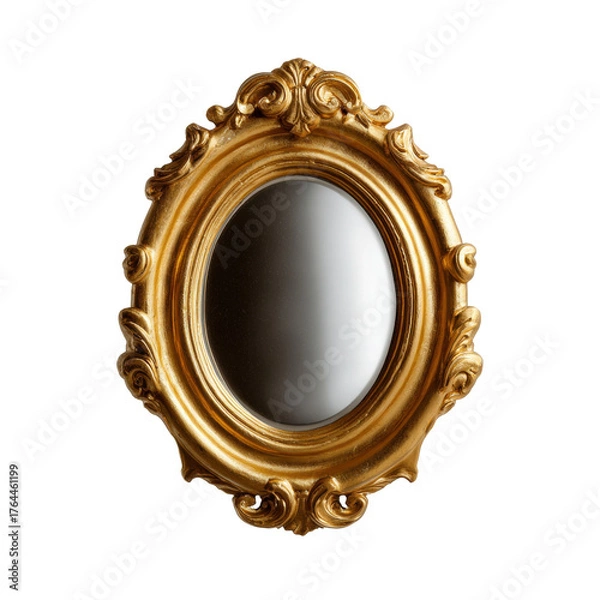 Fototapeta Elegant oval mirror with a detailed, flat icon style