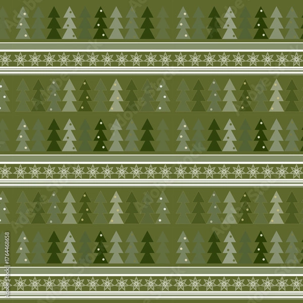 Fototapeta Abstract festive New Year and Christmas background with author's snowflakes and stylized Christmas trees.