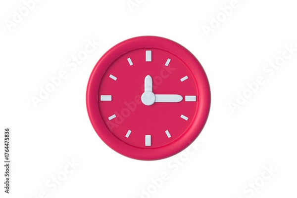 Obraz Single wall clock isolated on white background. Top view. 3d render