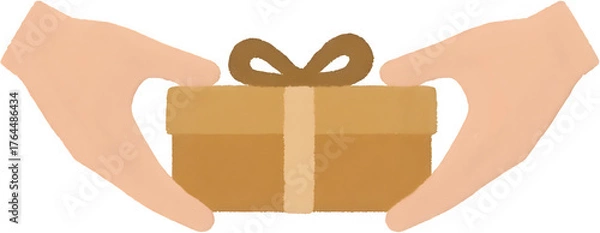 Obraz 두손으로전하는선물교환감성일러스트