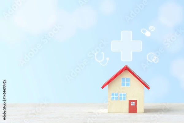 Fototapeta 住宅のオブジェクト医療のシンボルマーク—在宅医療を表現したイメージ画像