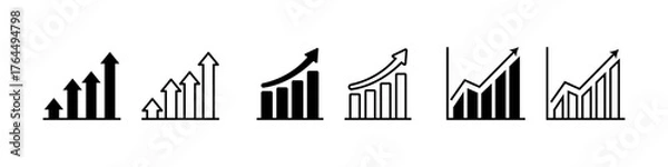 Fototapeta Growth icon collection. Set of growing graph icons showing business and financial growth. 