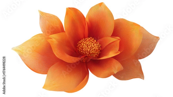 Obraz Abstract orange flower vector illustration with geometric petals, modern floral design element, decorative art pattern graphic isolated on white background
