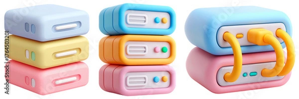 Fototapeta Playful 3d Pastel Server Stacked on Transparent Background