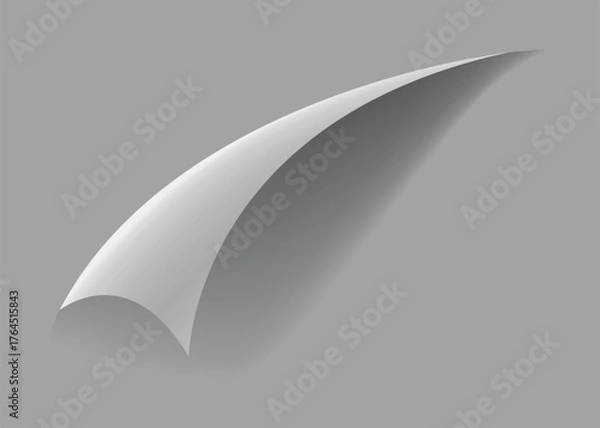 Fototapeta Curled paper corner. Curve page corner, page edge curl and bent paper sheet with realistic shadow. Paper corner fold isolated on white background