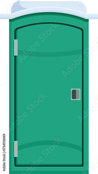 Obraz Green portable toilet with closed door, providing necessary sanitation facilities at outdoor events and construction sites