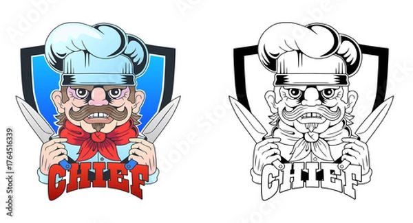 Obraz professional chef, funny illustration design