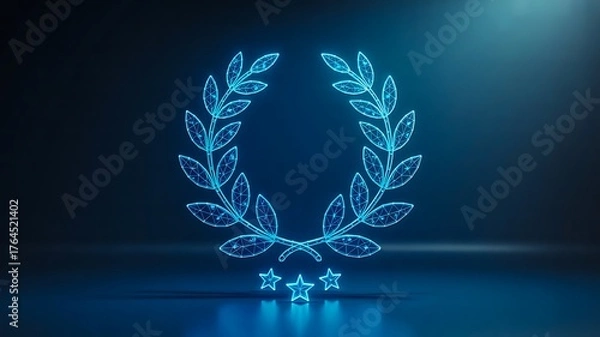 Obraz Digital laurel wreath with stars symbol of victory and achievement on blue background 
