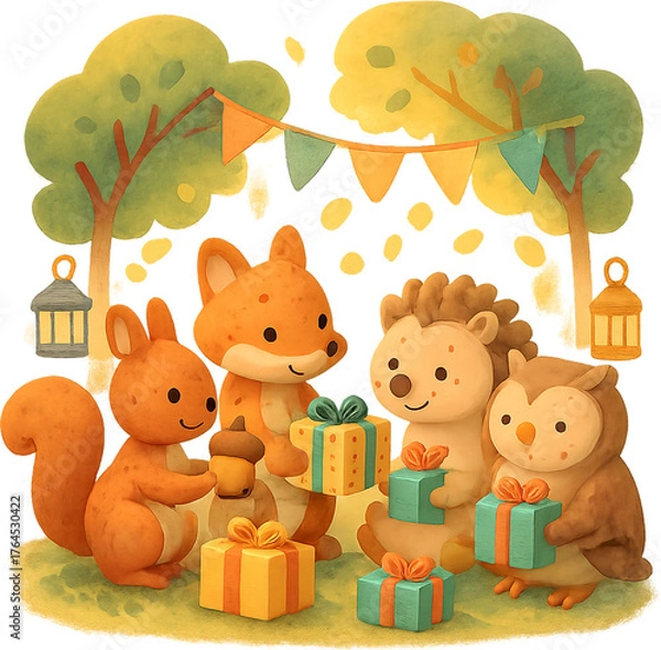 Obraz 숲속동물친구들의선물교환모임