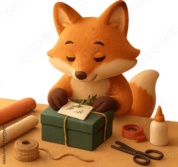 Obraz 여우의정성스러운선물포장준비모습