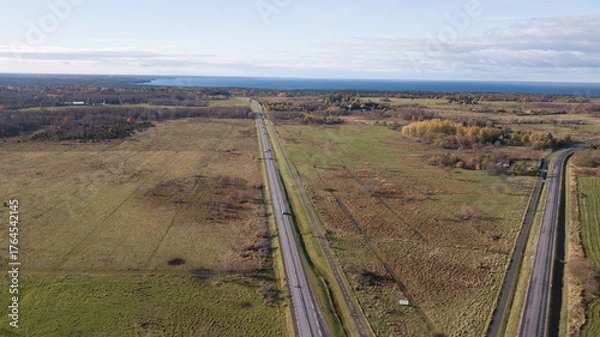 Obraz road view from drone
