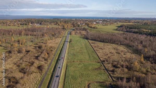 Obraz road view from drone