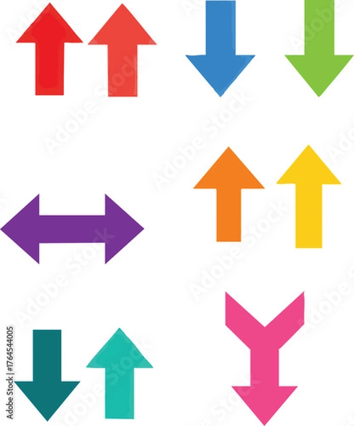 Fototapeta Collection of colorful arrows pointing in different directions.