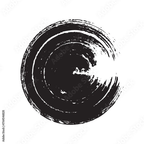 Fototapeta Grunge background. Grunge round frame. Grunge border. Grunge black circle isolated on a white background.	