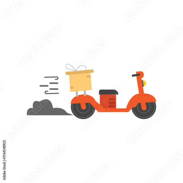 Fototapeta Flat style red motorcycle isolated on white background.Vector eps 10 