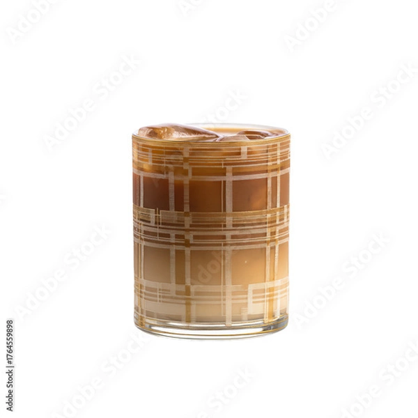 Obraz Origami short geometric glass with iced coffee, isolated on transparent background