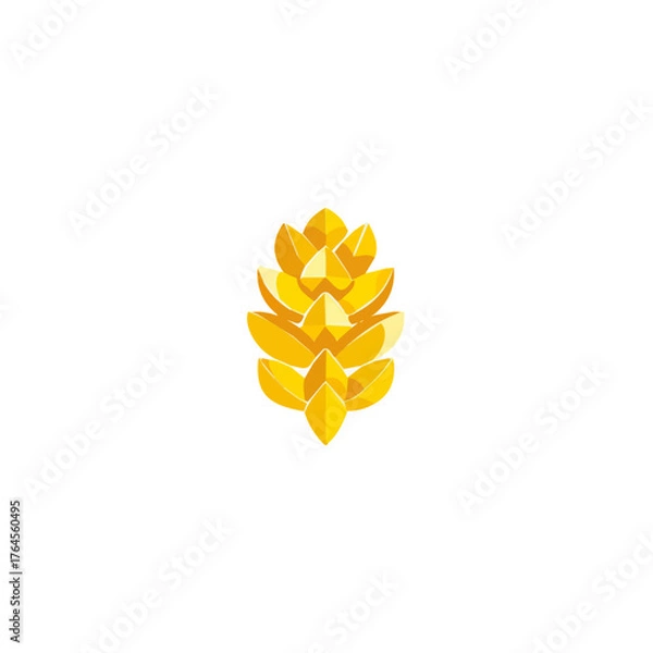 Fototapeta An EPS format illustration, vector, simple flat 2D icon, minimalist design, icon set, A Simple 2D vibrant barley grain illustration isolated on a white background