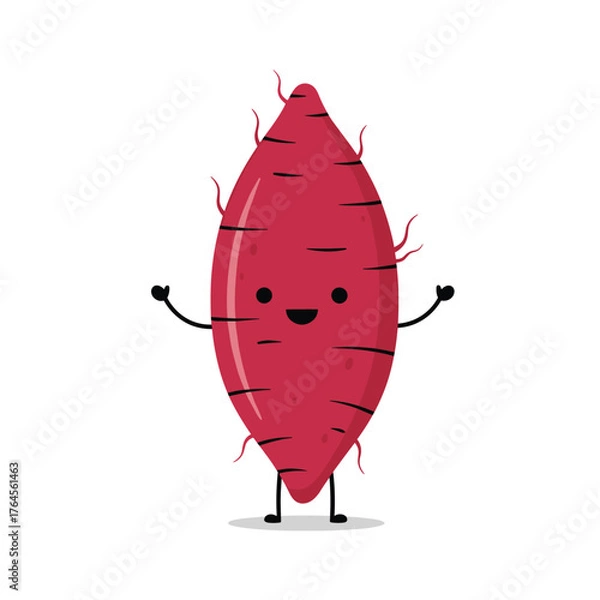Fototapeta Cute Cartoon Sweet Potato Character with Arms and Legs.