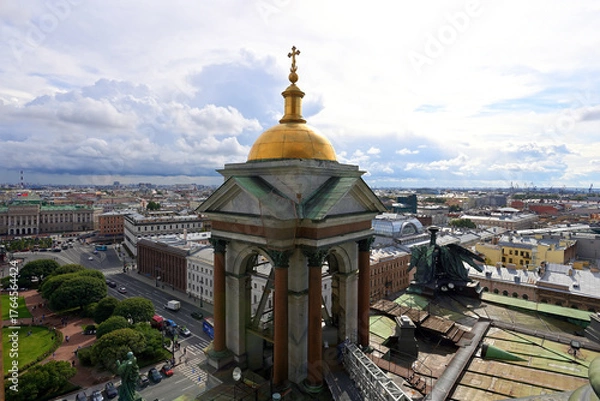 Fototapeta A beautiful view of St. Petersburg opens from the colonnade of St. Isaac's Cathedral.