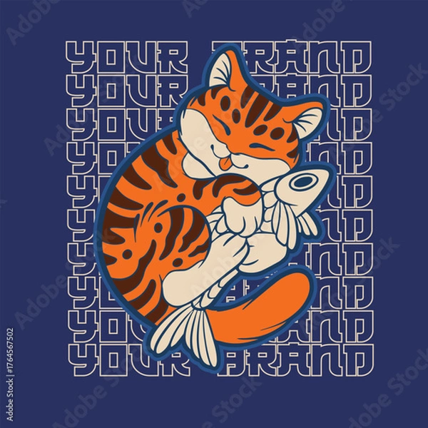 Obraz Cartoon maneki neko cat. Vector illustration	
