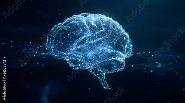 Fototapeta Digitale Gehirnstruktur aus Lichtpartikeln
