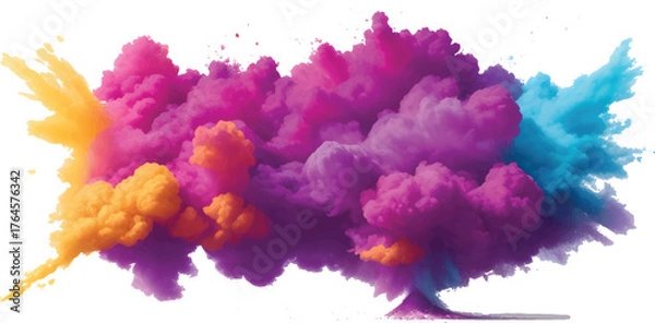 Fototapeta An abstract colorful watercolor ink splash design on white paper texture provides an artistic grunge backgroun