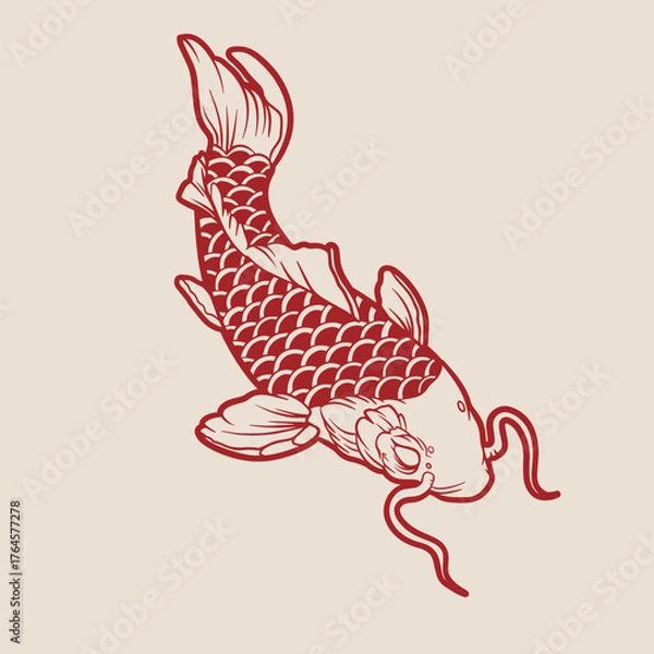Fototapeta vector illustration of japanese fish painting, it can be use for shirt design or poster	
