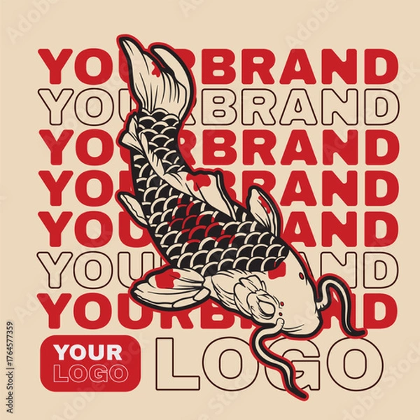 Fototapeta vector illustration of japanese fish painting, it can be use for shirt design or poster	
